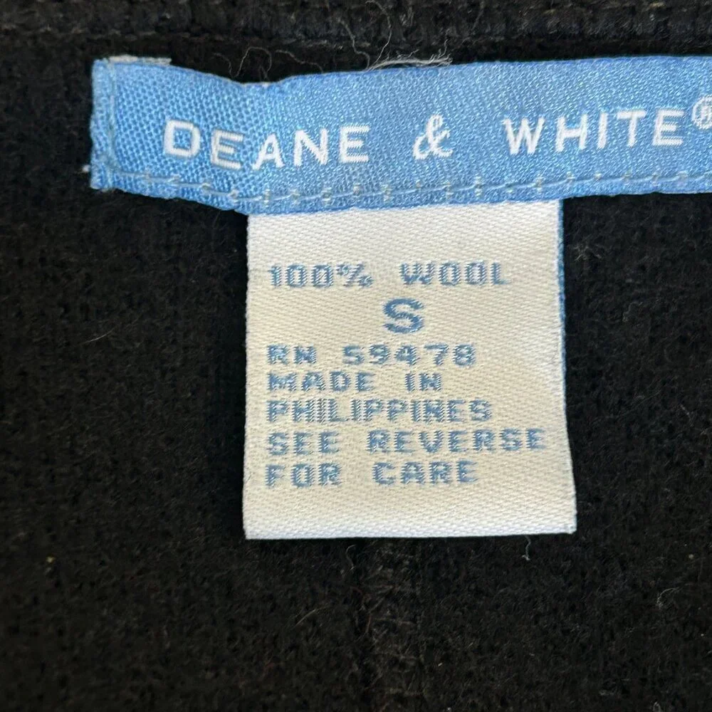 Dean & White Black 100% Boiled Wool Duster Sweater Coat Size Small